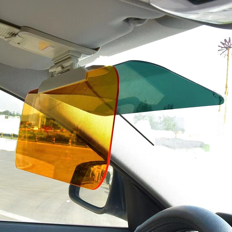 Car Anti-glare Driver Eye Protection Sun Visor Goggles - Yellow/Green, Day/Night Dual Use, Universal Fit