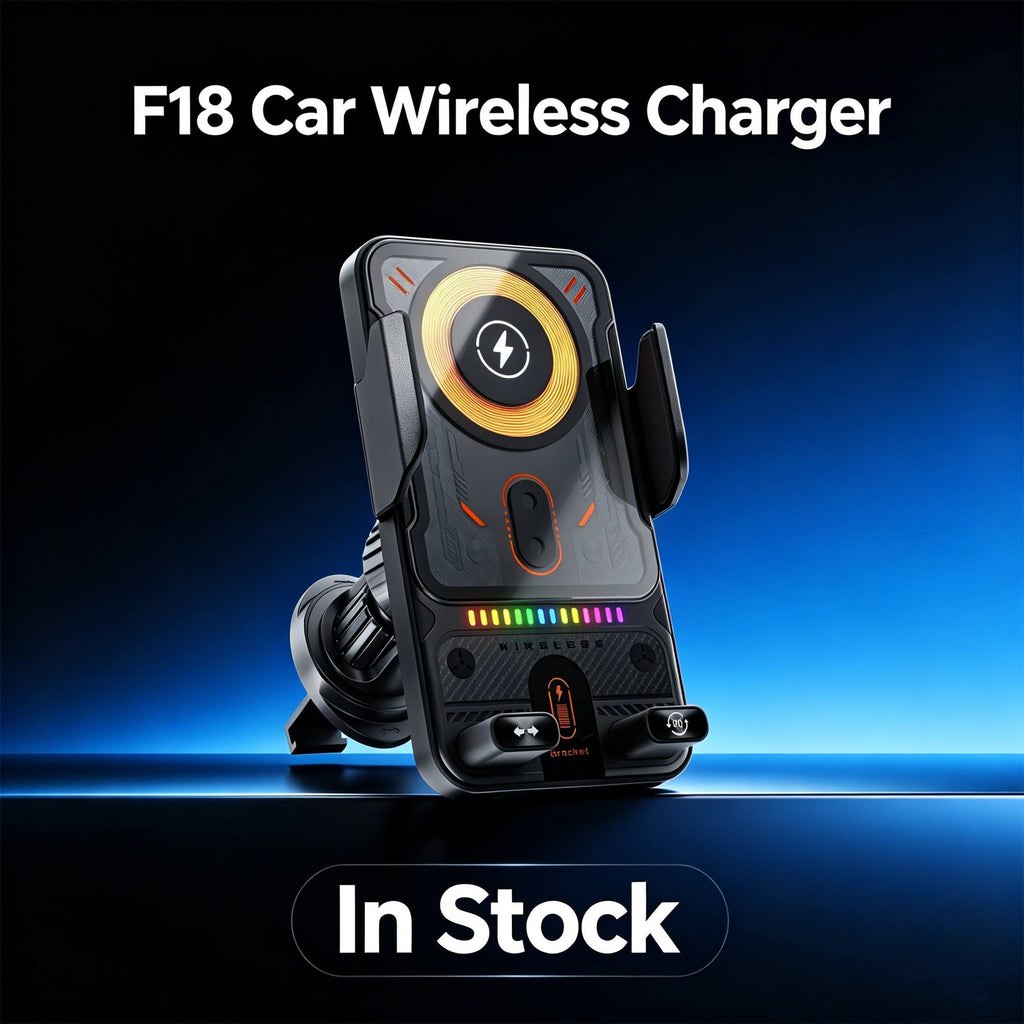 2026 New 15W Fast Charging Car Phone Holder, Infrared Smart Induction Wireless Charger, RGB Atmosphere Light, 360° Rotation Adjustable Height Air Vent Car Mount