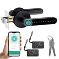 ⚡50% off⚡3 sets Smart Lock, Biometric Fingerprint & Key Card Electronic Security Lock, Anti-Theft Smart Handle Lever Lock, Bluetooth APP Remote Control Keyless Entry Lock for Home Apartment Office Rental