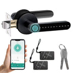 ⚡50% off⚡3 sets Smart Lock, Biometric Fingerprint & Key Card Electronic Security Lock, Anti-Theft Smart Handle Lever Lock, Bluetooth APP Remote Control Keyless Entry Lock for Home Apartment Office Rental
