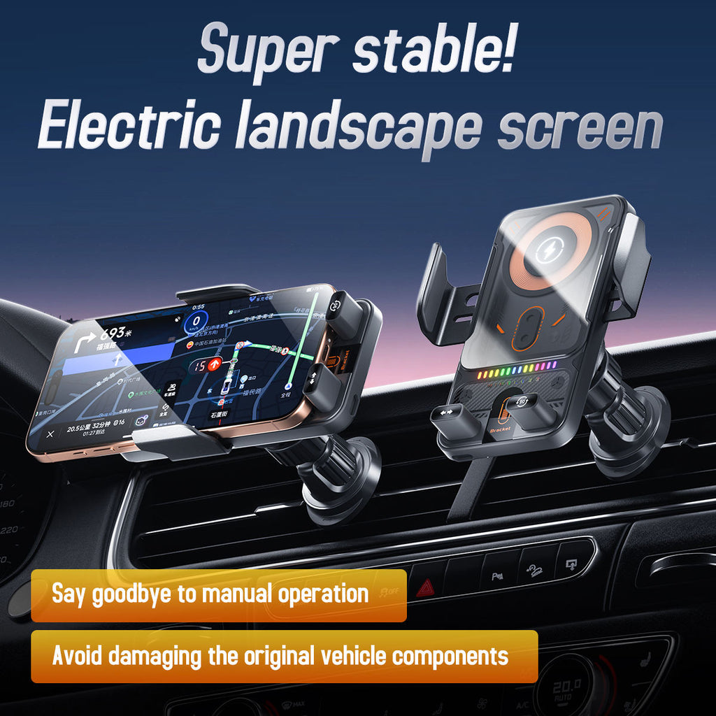 2026 New 15W Fast Charging Car Phone Holder, Infrared Smart Induction Wireless Charger, RGB Atmosphere Light, 360° Rotation Adjustable Height Air Vent Car Mount
