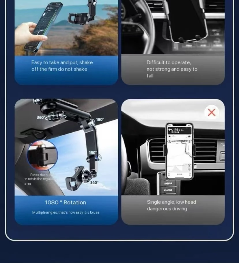 Limited Time: 40% OFF 🔥Multi-Functional Rotating Phone Mount, Clip-On Car Visor Holder & Kitchen Stand for Versatile Use