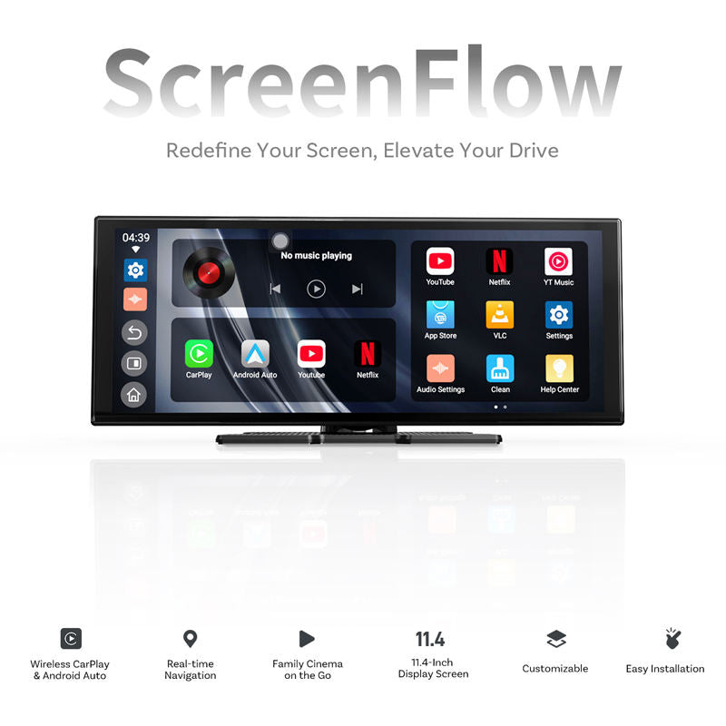🍃Limited-Time Offer🔥11.4" Portable Touch Screen Car GPS Navigator🍃 4K Ultra HD LCD Car Display, Wireless CarPlay & Android Auto, Worldwide Map Support, USB Plug and Play Car Entertainment System with 1 Year Warranty