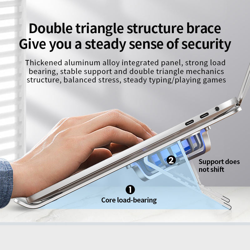 Aluminum Alloy Laptop Cooling Stand - Double Fans, Height Adjustable & Portable
