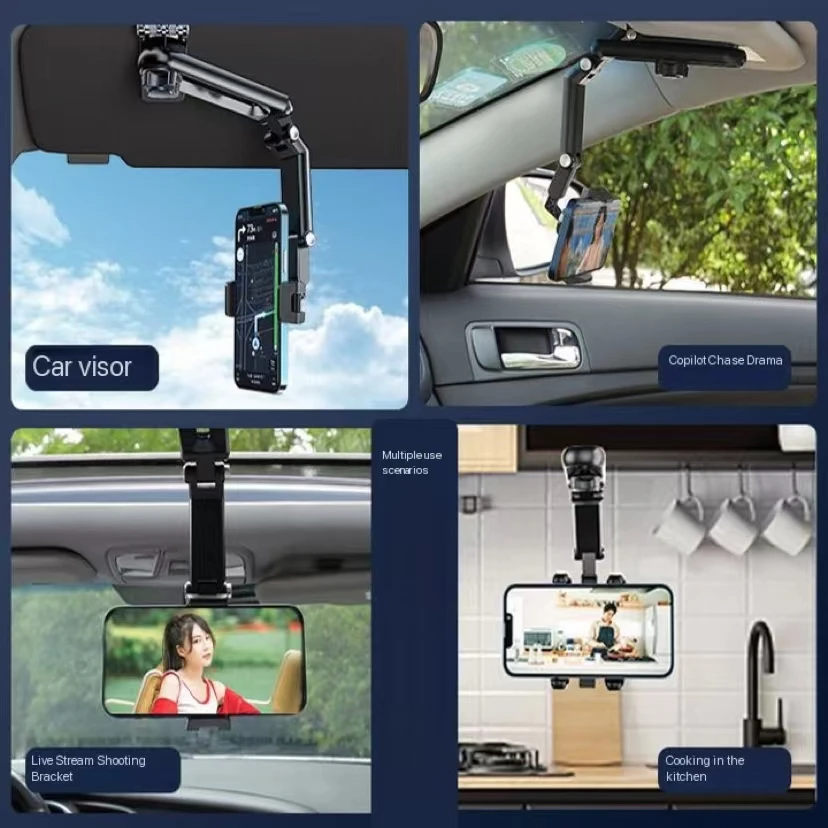Limited Time: 40% OFF 🔥Multi-Functional Rotating Phone Mount, Clip-On Car Visor Holder & Kitchen Stand for Versatile Use