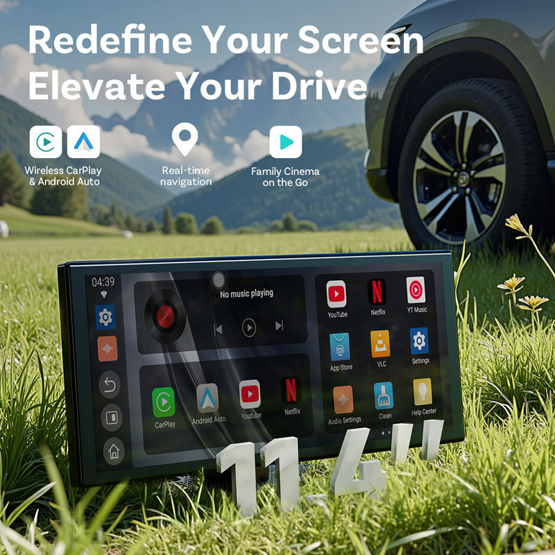 Limited-Time Offer🔥11.4" Portable Touch Screen Car GPS Navigator, 4K Ultra HD LCD Car Display, Wireless CarPlay & Android Auto, Worldwide Map Support, USB Plug and Play Car Entertainment System with 1 Year Warranty