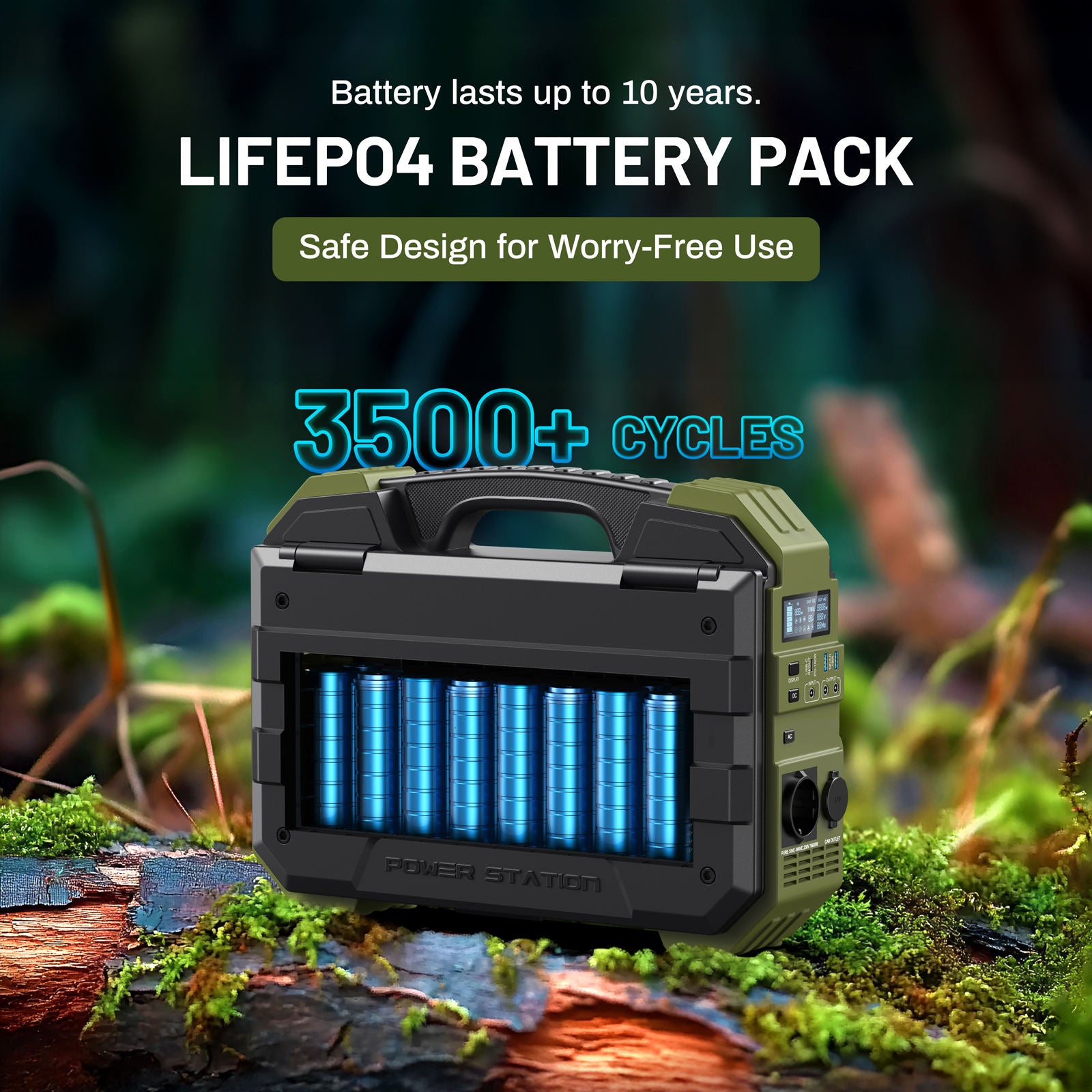 🍃Portable Power Station 1024Wh LiFePO4 Battery 1600W AC Output PWM