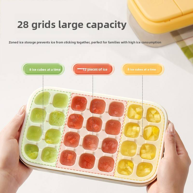 Ecoco Food Grade Ice Cube Mould, Quantitative Press Type Quick-Freezing Ice Tray, Hands-Free Fast Demoulding Refrigerator Ice Maker Tool for Home Kitchen Summer Drinks