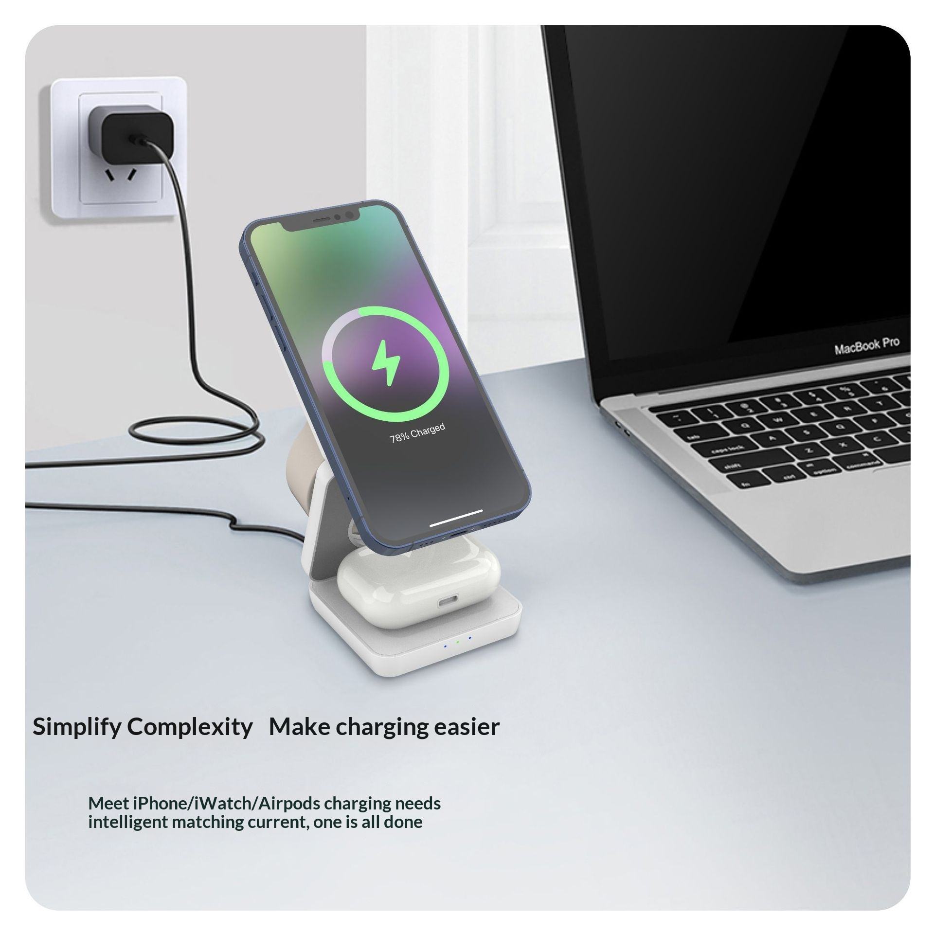 15W High Capacity Fast Charging Foldable 3-in-1 Magnetic Portable Waterproof Wireless Charger Holder