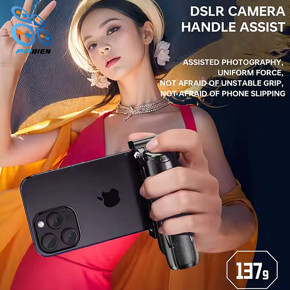 【Official Genuine】P15 Mini Selfie Stick Tripod, One-Click Pop-Up 4-Leg Stable Phone Stand, Wireless Remote Control Portable Selfie Holder Compatible with Fill Light for Travel Vlog Live Streaming