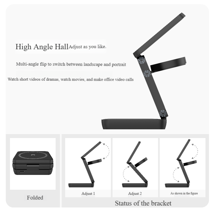 15W High Capacity Fast Charging Foldable 3-in-1 Magnetic Portable Waterproof Wireless Charger Holder