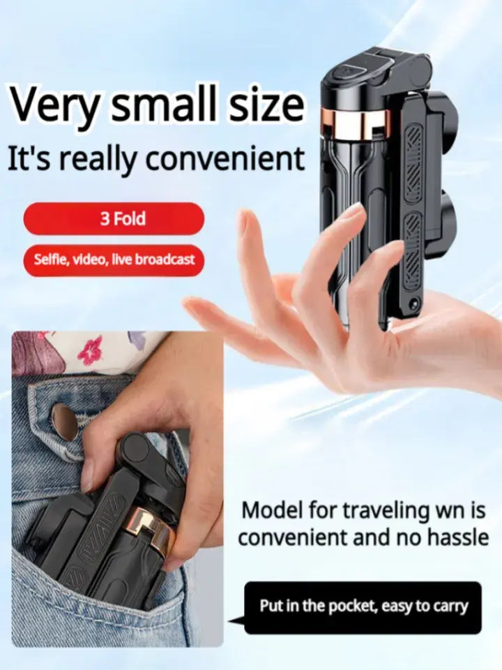 Limited Time: 30% OFF 🔥Mini Selfie Stick Foldable 3 in 1 Extendable Grip Phone Shooting Tripod Stand with BT Remote Control