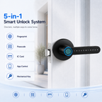 ⚡50% off⚡3 sets Smart Lock, Biometric Fingerprint & Key Card Electronic Security Lock, Anti-Theft Smart Handle Lever Lock, Bluetooth APP Remote Control Keyless Entry Lock for Home Apartment Office Rental
