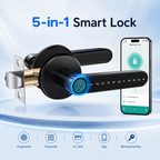 ⚡50% off⚡3 sets Smart Lock, Biometric Fingerprint & Key Card Electronic Security Lock, Anti-Theft Smart Handle Lever Lock, Bluetooth APP Remote Control Keyless Entry Lock for Home Apartment Office Rental