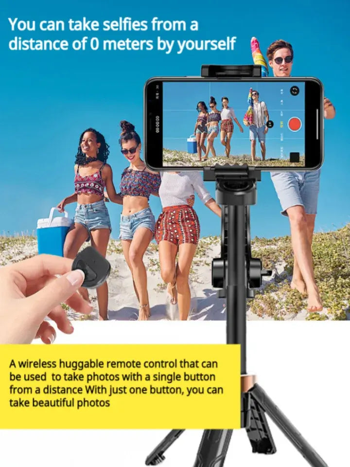 Limited Time: 30% OFF 🔥Mini Selfie Stick Foldable 3 in 1 Extendable Grip Phone Shooting Tripod Stand with BT Remote Control