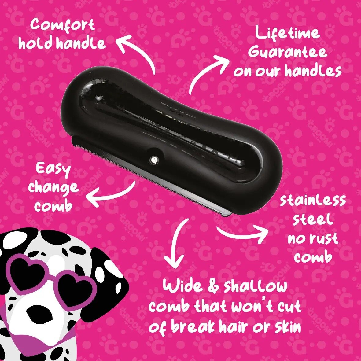Deshedding Brush for Dogs, Cats & Horses | 95% Less Loose Hair, Gentle Grooming Tool