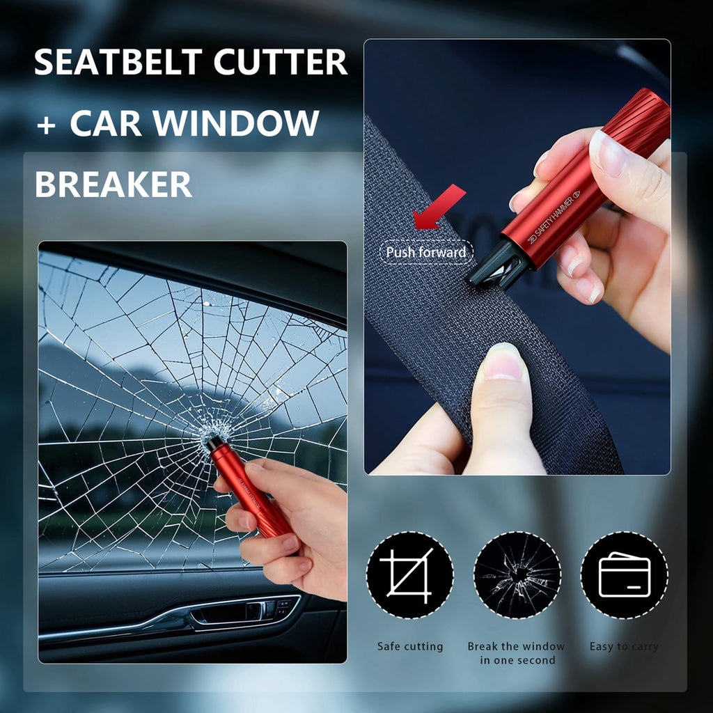 2 Pack 2026 Upgraded Safety Hammer | Underwater Glass Breaker, Seatbelt Cutter, Emergency Escape Tool for Cars + Free Test Glass Gift