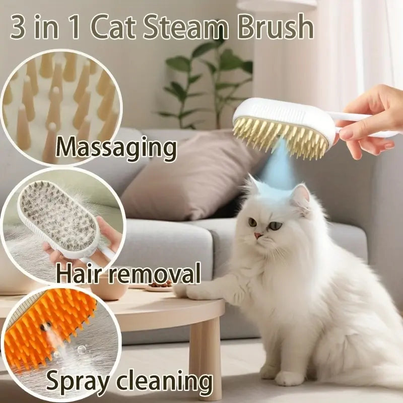 3 in 1 Pet Steam Brush | Rechargeable, Self-Cleaning, Deshedding & Massage Tool for Dogs & Cats-Final 3 Hours: 30%OFF 🔥