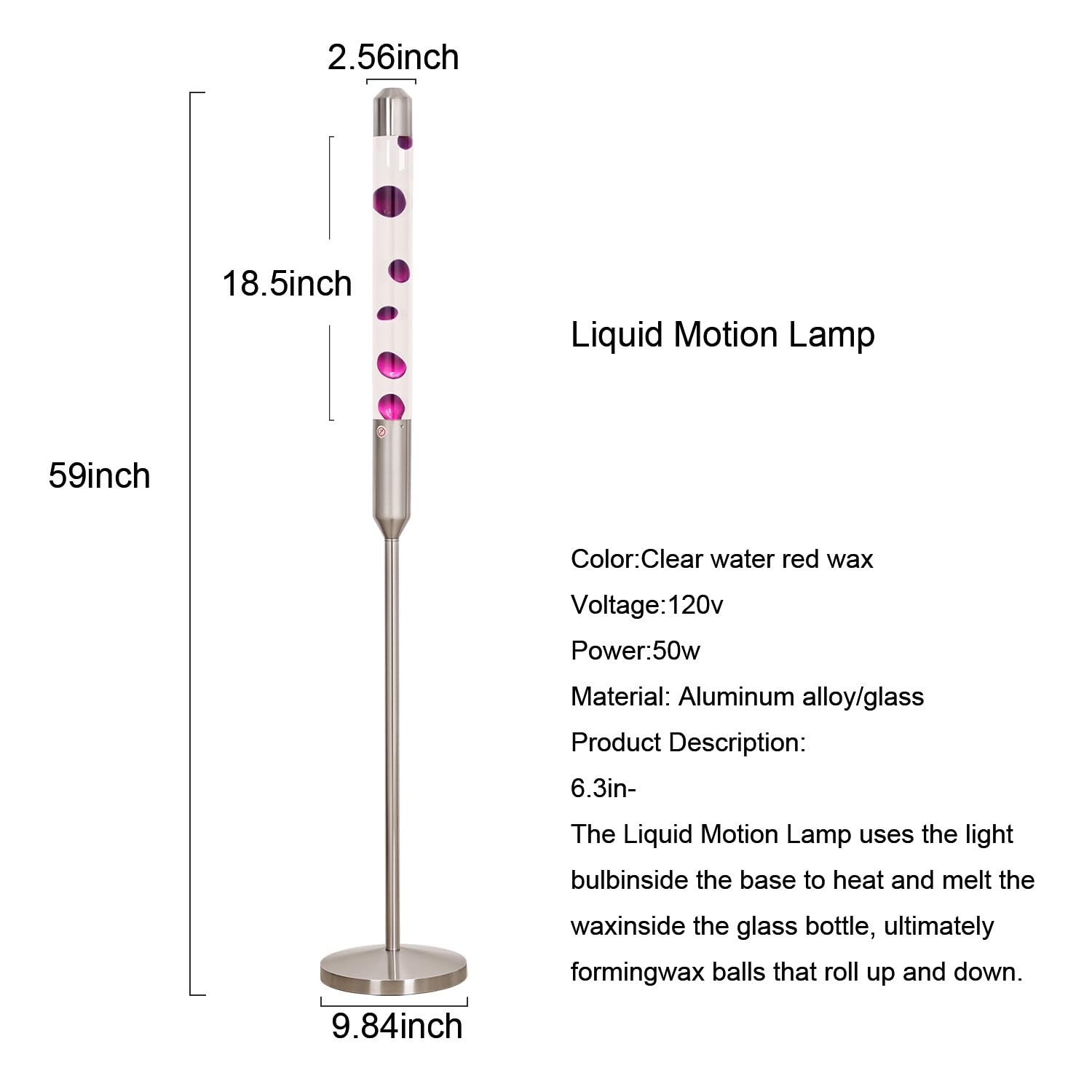 Big Promotion for Sales Boost🔥🔥🔥59-Inch Liquid Motion Lamp, Magma Lamp, Mood Relaxation Light, Purple Wax, Aluminum Alloy and Tempered Glass, Suitable for Home Decoration, Living Room, Office, Bedroom, Cafe