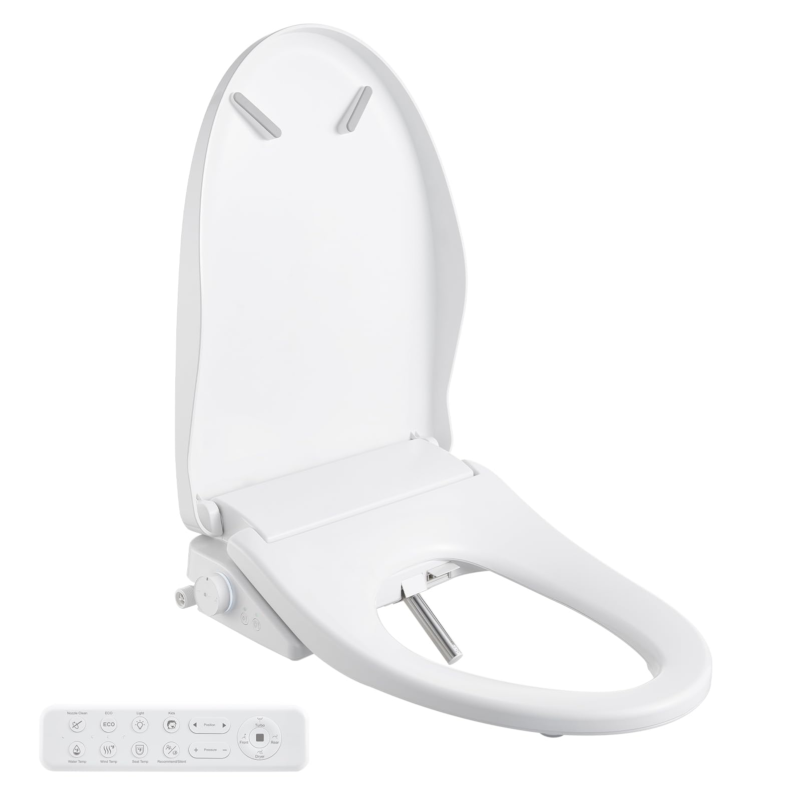 Smart Bidet Toilet Seat with Remote, Suitable for most round toilets,Adjustable Heated Seat&Air Dryer, Endless Instant Warm Water, Multiple Spray Modes, Stainless Steel Nozzle, Soft Close, Deodorizer, 3D Curved