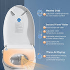 Smart Bidet Toilet Seat with Remote, Suitable for most round toilets,Adjustable Heated Seat&Air Dryer, Endless Instant Warm Water, Multiple Spray Modes, Stainless Steel Nozzle, Soft Close, Deodorizer, 3D Curved