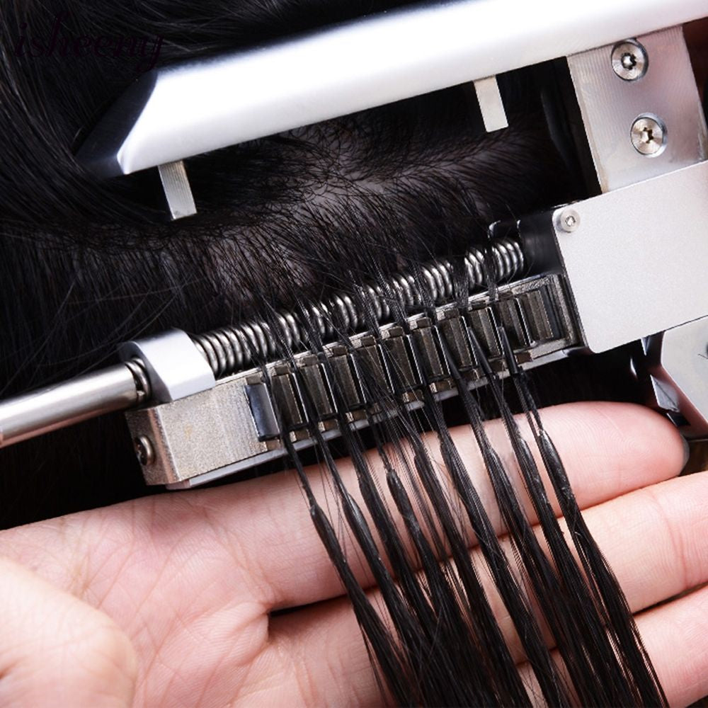 6D Hair Extensions Machine kit,1st Generation 10 pin 6D Hair Extension Gun, Invisible Seamless No-Trace Hair Extensions Tool with Pliers for Salon
