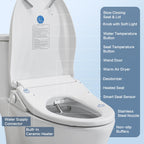 Smart Bidet Toilet Seat with Remote, Suitable for most round toilets,Adjustable Heated Seat&Air Dryer, Endless Instant Warm Water, Multiple Spray Modes, Stainless Steel Nozzle, Soft Close, Deodorizer, 3D Curved