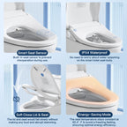 Smart Bidet Toilet Seat with Remote, Suitable for most round toilets,Adjustable Heated Seat&Air Dryer, Endless Instant Warm Water, Multiple Spray Modes, Stainless Steel Nozzle, Soft Close, Deodorizer, 3D Curved