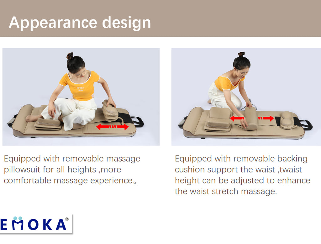 🍃Limited-Time Offer🔥Emoka Portable Whole Body Neck Head Multifunctional Superior Pu Leather Electric Shiatsu Kneading Heating Massage Mattress