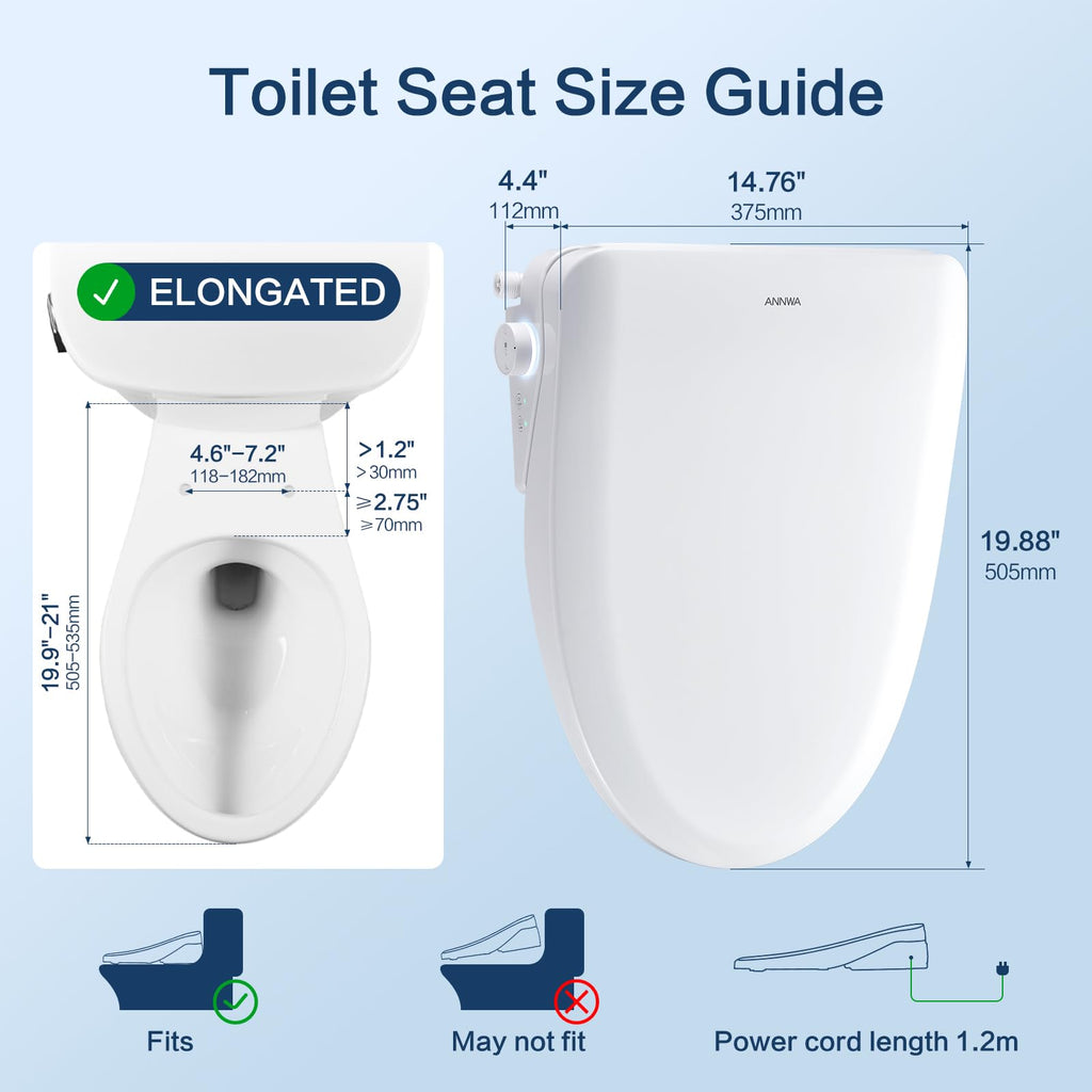 Smart Bidet Toilet Seat with Remote, Suitable for most round toilets,Adjustable Heated Seat&Air Dryer, Endless Instant Warm Water, Multiple Spray Modes, Stainless Steel Nozzle, Soft Close, Deodorizer, 3D Curved