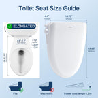 Smart Bidet Toilet Seat with Remote, Suitable for most round toilets,Adjustable Heated Seat&Air Dryer, Endless Instant Warm Water, Multiple Spray Modes, Stainless Steel Nozzle, Soft Close, Deodorizer, 3D Curved