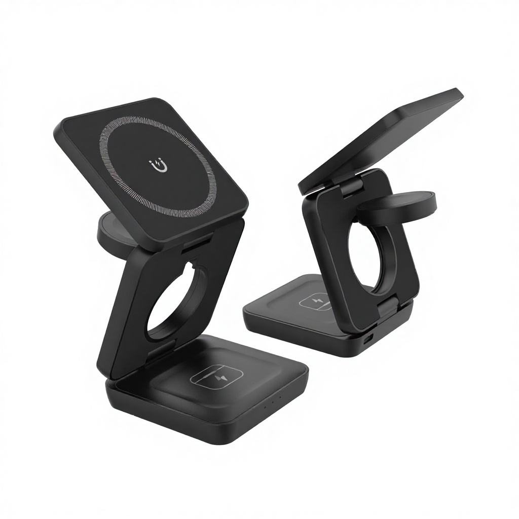 15W High Capacity Fast Charging Foldable 3-in-1 Magnetic Portable Waterproof Wireless Charger Holder