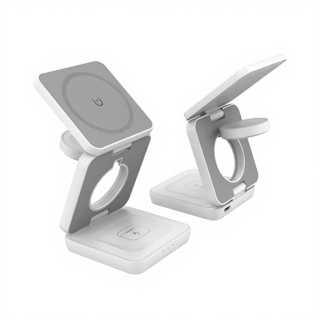 15W High Capacity Fast Charging Foldable 3-in-1 Magnetic Portable Waterproof Wireless Charger Holder