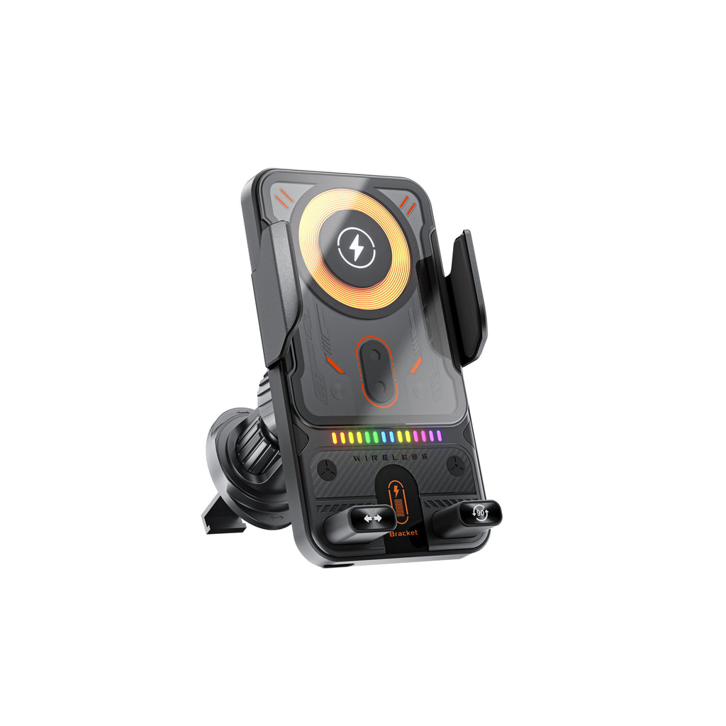 2026 New 15W Fast Charging Car Phone Holder, Infrared Smart Induction Wireless Charger, RGB Atmosphere Light, 360° Rotation Adjustable Height Air Vent Car Mount